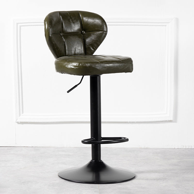 Industrial Style Leather Upholstered Barstool Adjustable Height Swivel Bar Stool Green Black 1 Piece Clearhalo 'Bar Furniture' 'Bar Stools' 'bar_stools' 'furniture_bar_stools' 'Kitchen & Dining Furniture' 'kitchen&dining_furn' 'kitchen' 'kitchen_furn' Furniture' 4182446