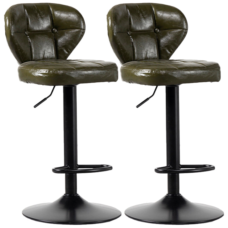 Industrial Style Leather Upholstered Barstool Adjustable Height Swivel Bar Stool Green Black Set of 2 Clearhalo 'Bar Furniture' 'Bar Stools' 'bar_stools' 'furniture_bar_stools' 'Kitchen & Dining Furniture' 'kitchen&dining_furn' 'kitchen' 'kitchen_furn' Furniture' 4182447