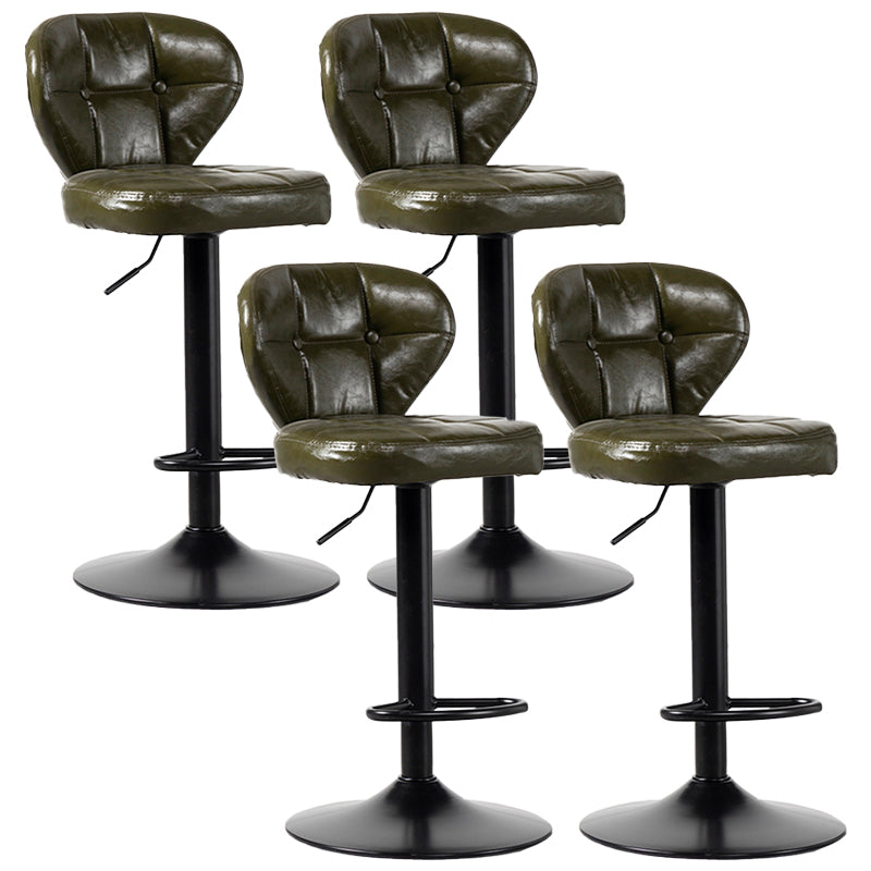 Industrial Style Leather Upholstered Barstool Adjustable Height Swivel Bar Stool Green Black Set of 4 Clearhalo 'Bar Furniture' 'Bar Stools' 'bar_stools' 'furniture_bar_stools' 'Kitchen & Dining Furniture' 'kitchen&dining_furn' 'kitchen' 'kitchen_furn' Furniture' 4182448