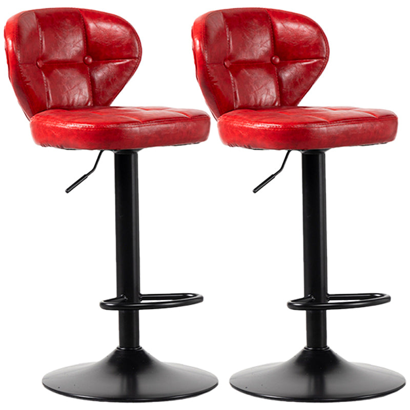 Industrial Style Leather Upholstered Barstool Adjustable Height Swivel Bar Stool Red Black Set of 2 Clearhalo 'Bar Furniture' 'Bar Stools' 'bar_stools' 'furniture_bar_stools' 'Kitchen & Dining Furniture' 'kitchen&dining_furn' 'kitchen' 'kitchen_furn' Furniture' 4182450