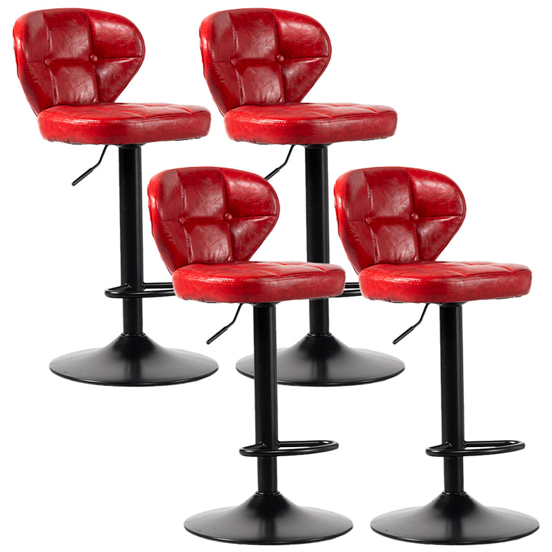 Industrial Style Leather Upholstered Barstool Adjustable Height Swivel Bar Stool Red Black Set of 4 Clearhalo 'Bar Furniture' 'Bar Stools' 'bar_stools' 'furniture_bar_stools' 'Kitchen & Dining Furniture' 'kitchen&dining_furn' 'kitchen' 'kitchen_furn' Furniture' 4182451