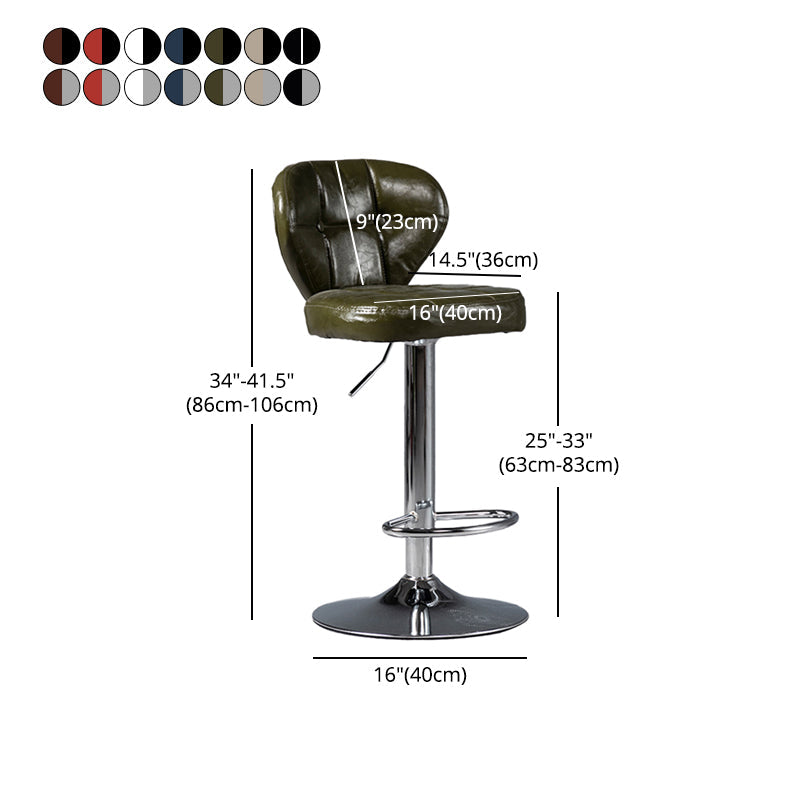 Industrial Style Leather Upholstered Barstool Adjustable Height Swivel Bar Stool Clearhalo 'Bar Furniture' 'Bar Stools' 'bar_stools' 'furniture_bar_stools' 'Kitchen & Dining Furniture' 'kitchen&dining_furn' 'kitchen' 'kitchen_furn' Furniture' 4182452