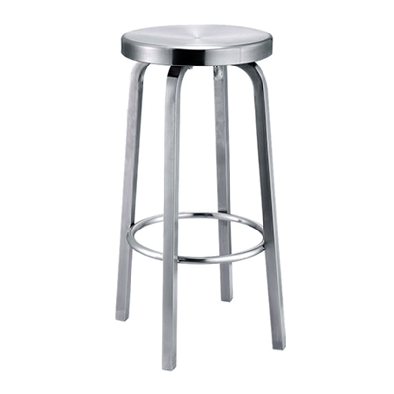 Silver Glossy Brushed Barstool Stainless Steel Outdoor Bar Stool with Round Seat 1 Piece Non-Swivel Clearhalo 'Bar Furniture' 'Bar Stools' 'bar_stools' 'furniture_bar_stools' 'Kitchen & Dining Furniture' 'kitchen&dining_furn' 'kitchen' 'kitchen_furn' Furniture' 4182455