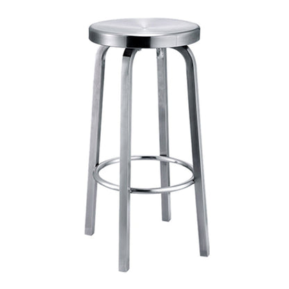 Silver Glossy Brushed Barstool Stainless Steel Outdoor Bar Stool with Round Seat 1 Piece Non-Swivel Clearhalo 'Bar Furniture' 'Bar Stools' 'bar_stools' 'furniture_bar_stools' 'Kitchen & Dining Furniture' 'kitchen&dining_furn' 'kitchen' 'kitchen_furn' Furniture' 4182455
