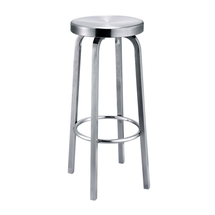 Silver Glossy Brushed Barstool Stainless Steel Outdoor Bar Stool with Round Seat 1 Piece Clearhalo 'Bar Furniture' 'Bar Stools' 'bar_stools' 'furniture_bar_stools' 'Kitchen & Dining Furniture' 'kitchen&dining_furn' 'kitchen' 'kitchen_furn' Furniture' 4182459