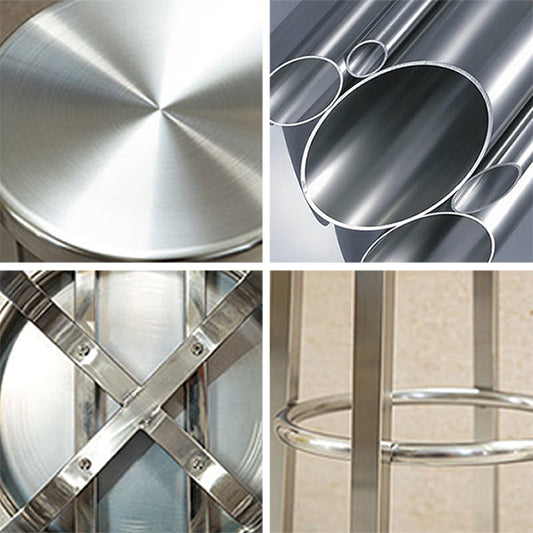 Silver Glossy Brushed Barstool Stainless Steel Outdoor Bar Stool with Round Seat 1 Piece Clearhalo 'Bar Furniture' 'Bar Stools' 'bar_stools' 'furniture_bar_stools' 'Kitchen & Dining Furniture' 'kitchen&dining_furn' 'kitchen' 'kitchen_furn' Furniture' 4182461