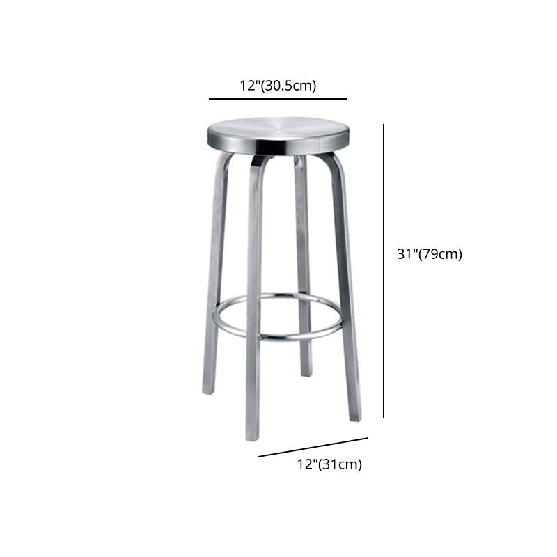 Silver Glossy Brushed Barstool Stainless Steel Outdoor Bar Stool with Round Seat 1 Piece Clearhalo 'Bar Furniture' 'Bar Stools' 'bar_stools' 'furniture_bar_stools' 'Kitchen & Dining Furniture' 'kitchen&dining_furn' 'kitchen' 'kitchen_furn' Furniture' 4182463
