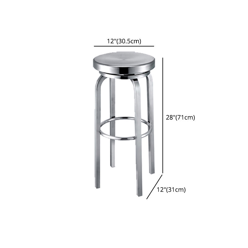 Silver Glossy Brushed Barstool Stainless Steel Outdoor Bar Stool with Round Seat 1 Piece Clearhalo 'Bar Furniture' 'Bar Stools' 'bar_stools' 'furniture_bar_stools' 'Kitchen & Dining Furniture' 'kitchen&dining_furn' 'kitchen' 'kitchen_furn' Furniture' 4182464