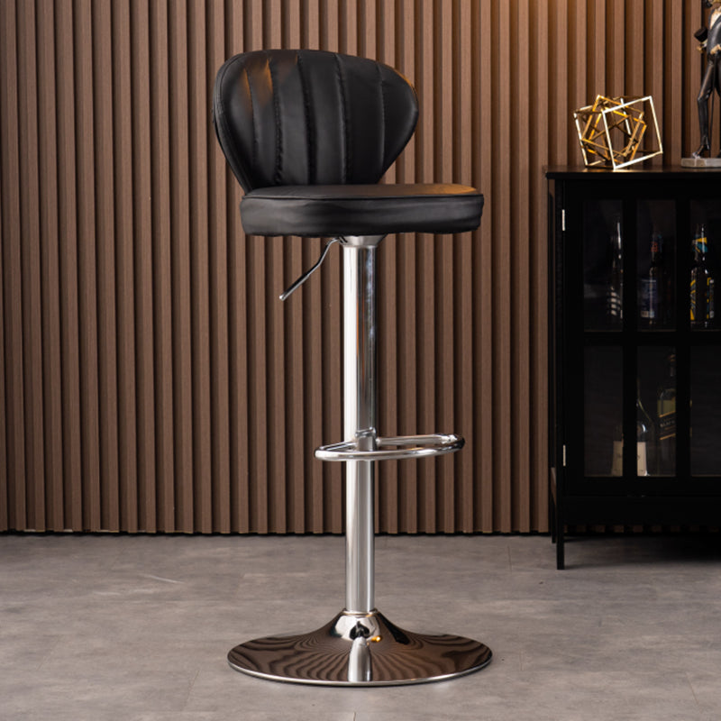 Modern Adjustable Barstool Leather Cushion Bar Stool for Living Room Black Silver 1 Piece Clearhalo 'Bar Furniture' 'Bar Stools' 'bar_stools' 'furniture_bar_stools' 'Kitchen & Dining Furniture' 'kitchen&dining_furn' 'kitchen' 'kitchen_furn' Furniture' 4182467