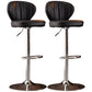 Modern Adjustable Barstool Leather Cushion Bar Stool for Living Room Black Silver Set of 2 Clearhalo 'Bar Furniture' 'Bar Stools' 'bar_stools' 'furniture_bar_stools' 'Kitchen & Dining Furniture' 'kitchen&dining_furn' 'kitchen' 'kitchen_furn' Furniture' 4182468