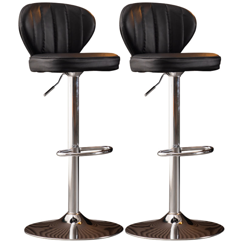 Modern Adjustable Barstool Leather Cushion Bar Stool for Living Room Black Silver Set of 2 Clearhalo 'Bar Furniture' 'Bar Stools' 'bar_stools' 'furniture_bar_stools' 'Kitchen & Dining Furniture' 'kitchen&dining_furn' 'kitchen' 'kitchen_furn' Furniture' 4182468