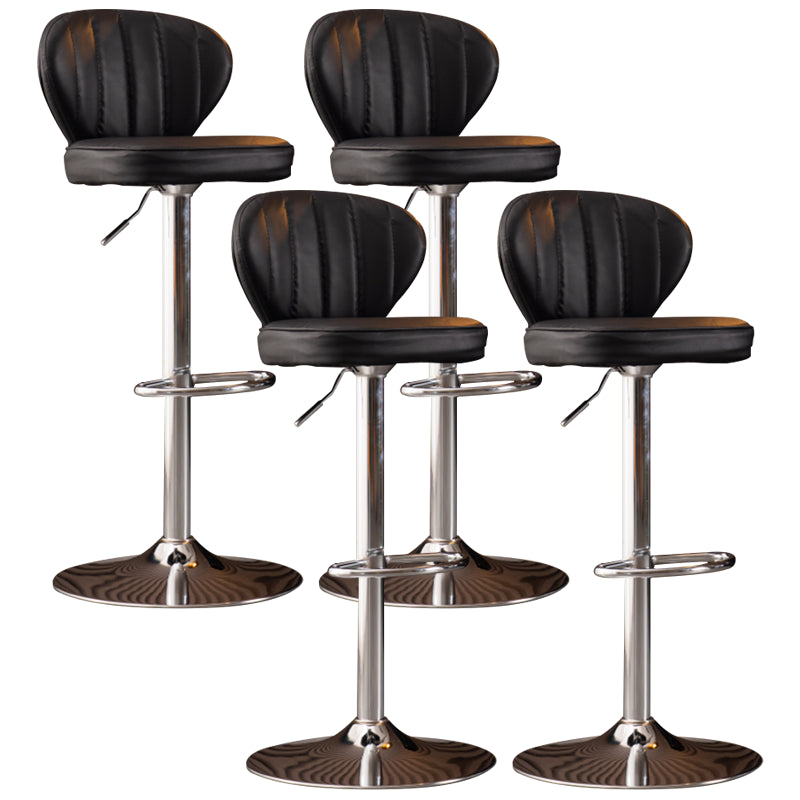 Modern Adjustable Barstool Leather Cushion Bar Stool for Living Room Black Silver Set of 4 Clearhalo 'Bar Furniture' 'Bar Stools' 'bar_stools' 'furniture_bar_stools' 'Kitchen & Dining Furniture' 'kitchen&dining_furn' 'kitchen' 'kitchen_furn' Furniture' 4182470