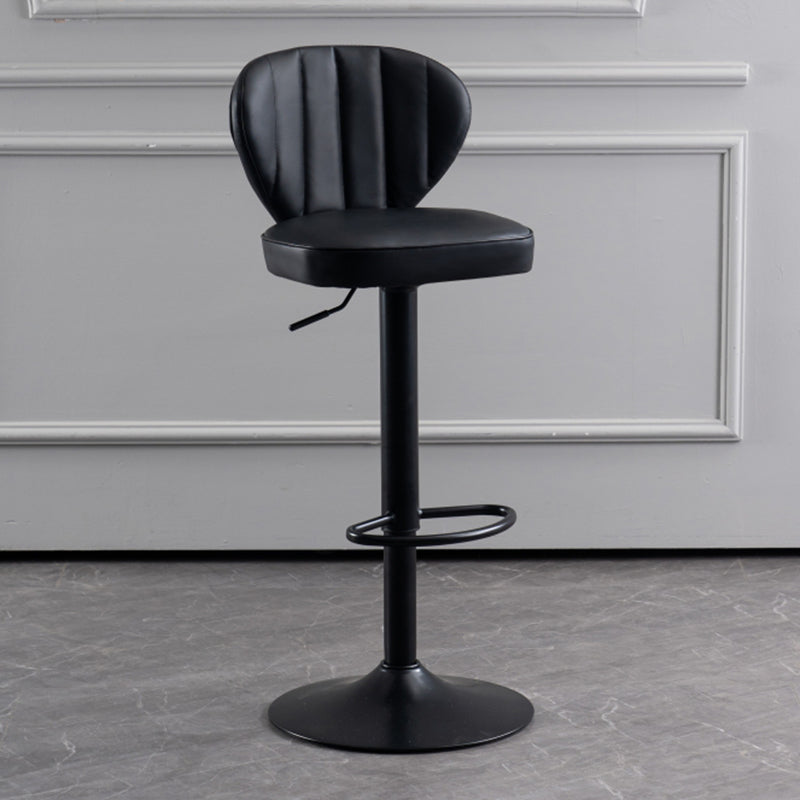 Modern Adjustable Barstool Leather Cushion Bar Stool for Living Room Black Black 1 Piece Clearhalo 'Bar Furniture' 'Bar Stools' 'bar_stools' 'furniture_bar_stools' 'Kitchen & Dining Furniture' 'kitchen&dining_furn' 'kitchen' 'kitchen_furn' Furniture' 4182473