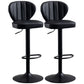 Modern Adjustable Barstool Leather Cushion Bar Stool for Living Room Black Black Set of 2 Clearhalo 'Bar Furniture' 'Bar Stools' 'bar_stools' 'furniture_bar_stools' 'Kitchen & Dining Furniture' 'kitchen&dining_furn' 'kitchen' 'kitchen_furn' Furniture' 4182474