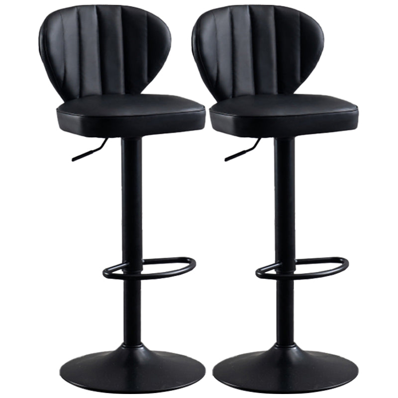 Modern Adjustable Barstool Leather Cushion Bar Stool for Living Room Black Black Set of 2 Clearhalo 'Bar Furniture' 'Bar Stools' 'bar_stools' 'furniture_bar_stools' 'Kitchen & Dining Furniture' 'kitchen&dining_furn' 'kitchen' 'kitchen_furn' Furniture' 4182474