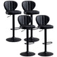Modern Adjustable Barstool Leather Cushion Bar Stool for Living Room Black Black Set of 4 Clearhalo 'Bar Furniture' 'Bar Stools' 'bar_stools' 'furniture_bar_stools' 'Kitchen & Dining Furniture' 'kitchen&dining_furn' 'kitchen' 'kitchen_furn' Furniture' 4182476
