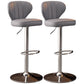 Modern Adjustable Barstool Leather Cushion Bar Stool for Living Room Grey Silver Set of 2 Clearhalo 'Bar Furniture' 'Bar Stools' 'bar_stools' 'furniture_bar_stools' 'Kitchen & Dining Furniture' 'kitchen&dining_furn' 'kitchen' 'kitchen_furn' Furniture' 4182480
