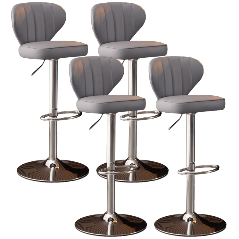 Modern Adjustable Barstool Leather Cushion Bar Stool for Living Room Grey Silver Set of 4 Clearhalo 'Bar Furniture' 'Bar Stools' 'bar_stools' 'furniture_bar_stools' 'Kitchen & Dining Furniture' 'kitchen&dining_furn' 'kitchen' 'kitchen_furn' Furniture' 4182483