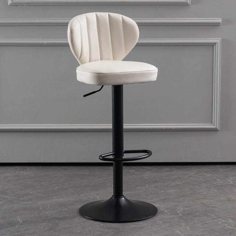 Modern Adjustable Barstool Leather Cushion Bar Stool for Living Room White Black 1 Piece Clearhalo 'Bar Furniture' 'Bar Stools' 'bar_stools' 'furniture_bar_stools' 'Kitchen & Dining Furniture' 'kitchen&dining_furn' 'kitchen' 'kitchen_furn' Furniture' 4182485