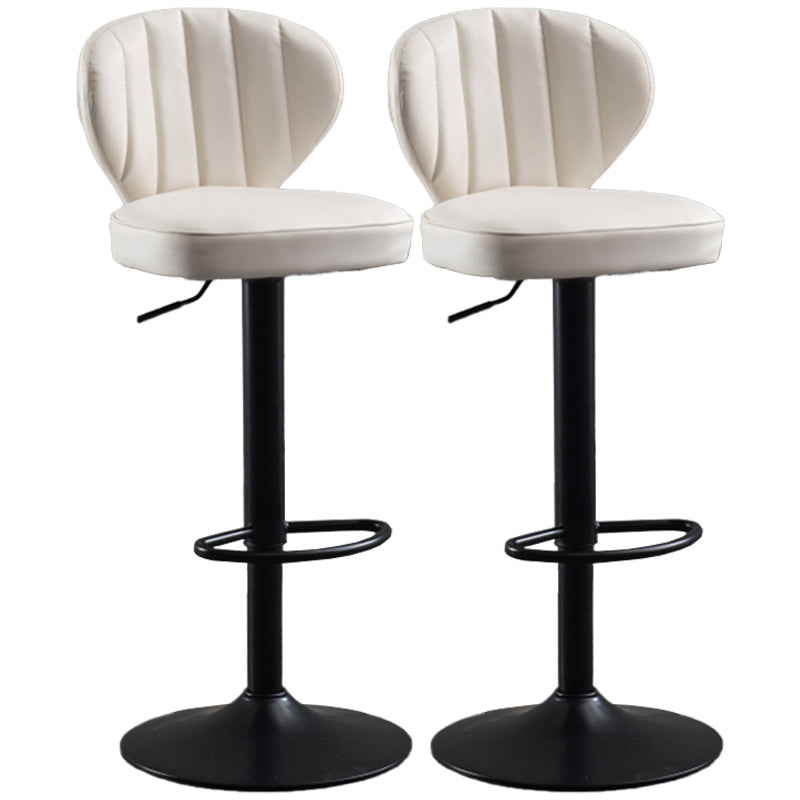 Modern Adjustable Barstool Leather Cushion Bar Stool for Living Room White Black Set of 2 Clearhalo 'Bar Furniture' 'Bar Stools' 'bar_stools' 'furniture_bar_stools' 'Kitchen & Dining Furniture' 'kitchen&dining_furn' 'kitchen' 'kitchen_furn' Furniture' 4182487
