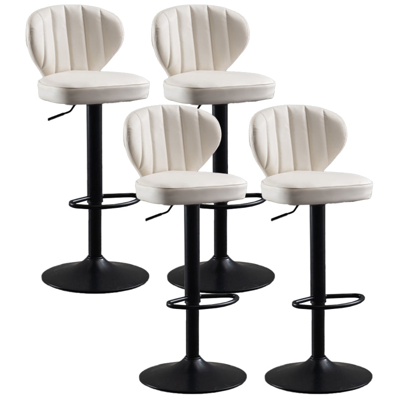 Modern Adjustable Barstool Leather Cushion Bar Stool for Living Room White Black Set of 4 Clearhalo 'Bar Furniture' 'Bar Stools' 'bar_stools' 'furniture_bar_stools' 'Kitchen & Dining Furniture' 'kitchen&dining_furn' 'kitchen' 'kitchen_furn' Furniture' 4182488