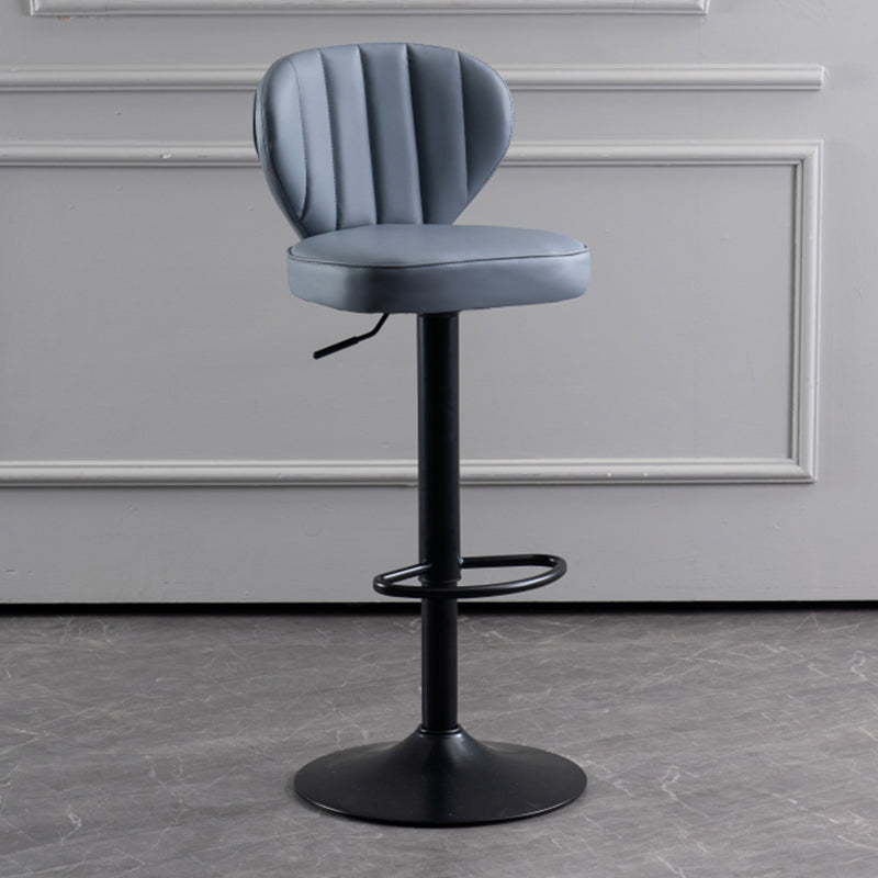 Modern Adjustable Barstool Leather Cushion Bar Stool for Living Room Grey Black 1 Piece Clearhalo 'Bar Furniture' 'Bar Stools' 'bar_stools' 'furniture_bar_stools' 'Kitchen & Dining Furniture' 'kitchen&dining_furn' 'kitchen' 'kitchen_furn' Furniture' 4182489