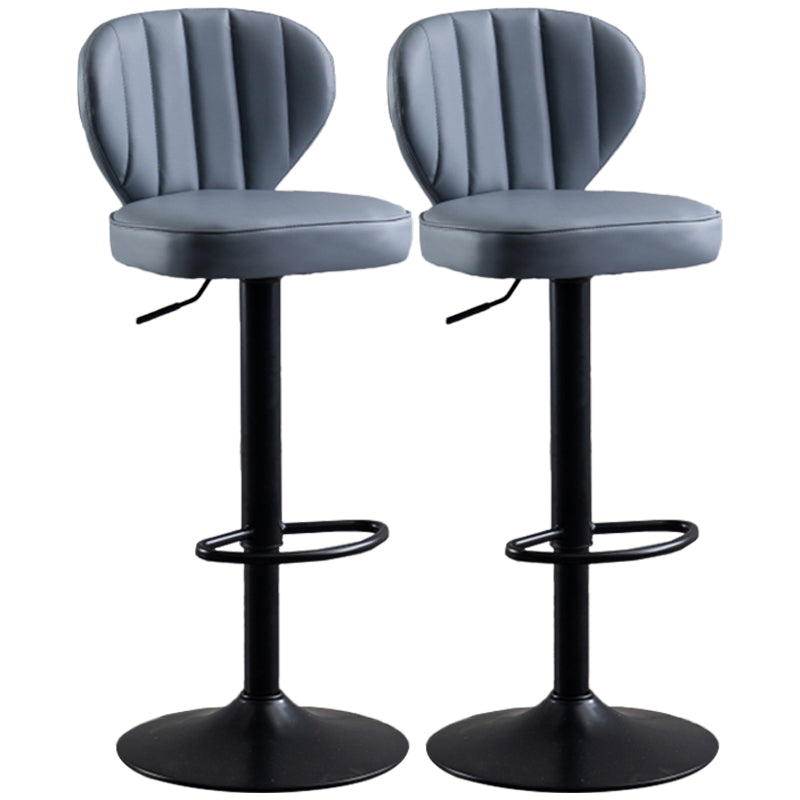 Modern Adjustable Barstool Leather Cushion Bar Stool for Living Room Grey Black Set of 2 Clearhalo 'Bar Furniture' 'Bar Stools' 'bar_stools' 'furniture_bar_stools' 'Kitchen & Dining Furniture' 'kitchen&dining_furn' 'kitchen' 'kitchen_furn' Furniture' 4182490