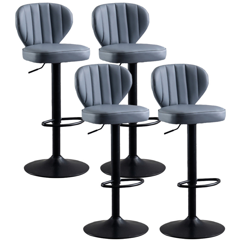 Modern Adjustable Barstool Leather Cushion Bar Stool for Living Room Grey Black Set of 4 Clearhalo 'Bar Furniture' 'Bar Stools' 'bar_stools' 'furniture_bar_stools' 'Kitchen & Dining Furniture' 'kitchen&dining_furn' 'kitchen' 'kitchen_furn' Furniture' 4182491