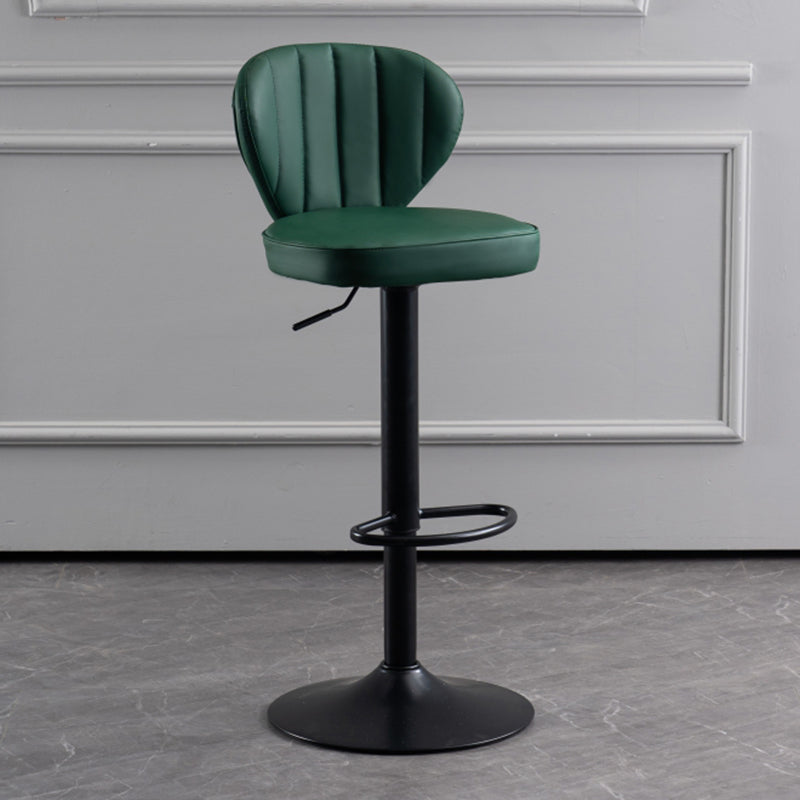 Modern Adjustable Barstool Leather Cushion Bar Stool for Living Room Blackish Green Black 1 Piece Clearhalo 'Bar Furniture' 'Bar Stools' 'bar_stools' 'furniture_bar_stools' 'Kitchen & Dining Furniture' 'kitchen&dining_furn' 'kitchen' 'kitchen_furn' Furniture' 4182492