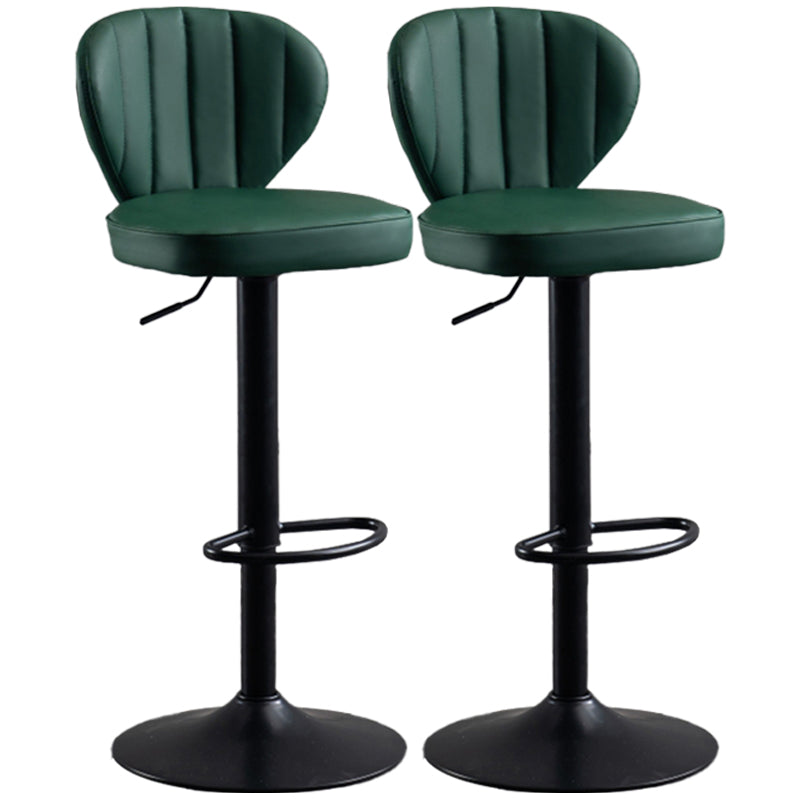 Modern Adjustable Barstool Leather Cushion Bar Stool for Living Room Blackish Green Black Set of 2 Clearhalo 'Bar Furniture' 'Bar Stools' 'bar_stools' 'furniture_bar_stools' 'Kitchen & Dining Furniture' 'kitchen&dining_furn' 'kitchen' 'kitchen_furn' Furniture' 4182493