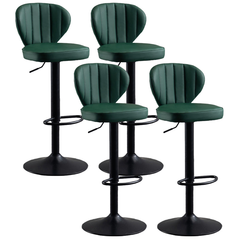 Modern Adjustable Barstool Leather Cushion Bar Stool for Living Room Blackish Green Black Set of 4 Clearhalo 'Bar Furniture' 'Bar Stools' 'bar_stools' 'furniture_bar_stools' 'Kitchen & Dining Furniture' 'kitchen&dining_furn' 'kitchen' 'kitchen_furn' Furniture' 4182494