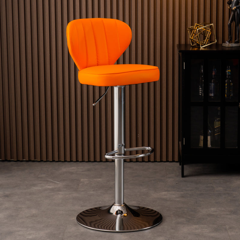 Modern Adjustable Barstool Leather Cushion Bar Stool for Living Room Orange Silver 1 Piece Clearhalo 'Bar Furniture' 'Bar Stools' 'bar_stools' 'furniture_bar_stools' 'Kitchen & Dining Furniture' 'kitchen&dining_furn' 'kitchen' 'kitchen_furn' Furniture' 4182495