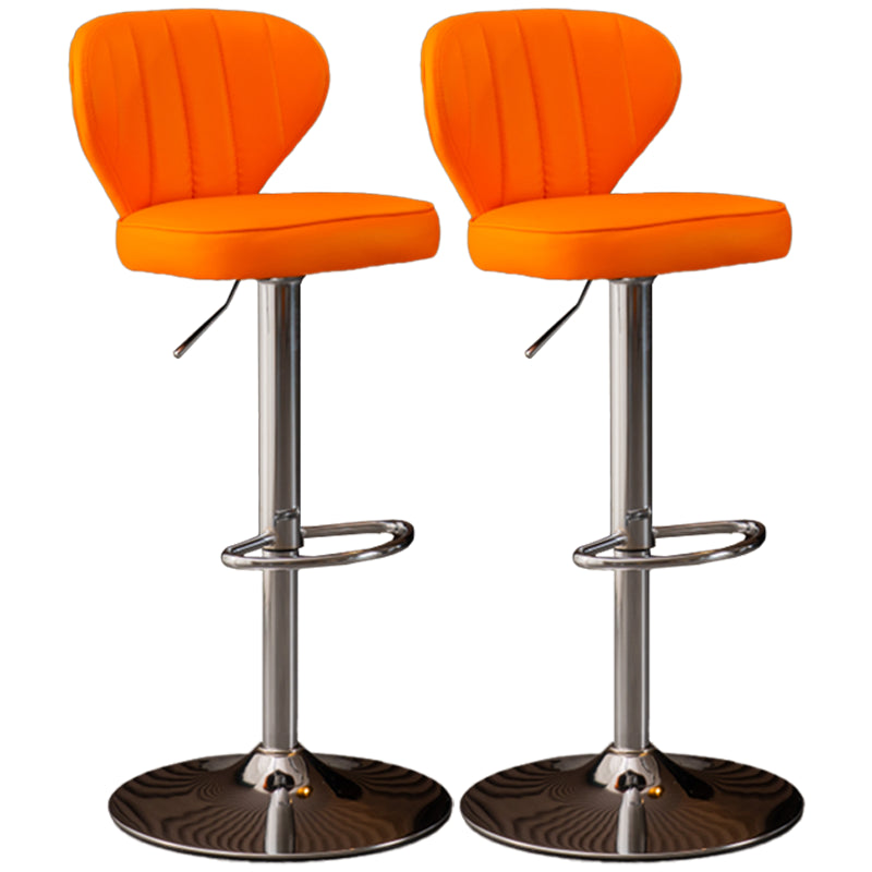 Modern Adjustable Barstool Leather Cushion Bar Stool for Living Room Orange Silver Set of 2 Clearhalo 'Bar Furniture' 'Bar Stools' 'bar_stools' 'furniture_bar_stools' 'Kitchen & Dining Furniture' 'kitchen&dining_furn' 'kitchen' 'kitchen_furn' Furniture' 4182496