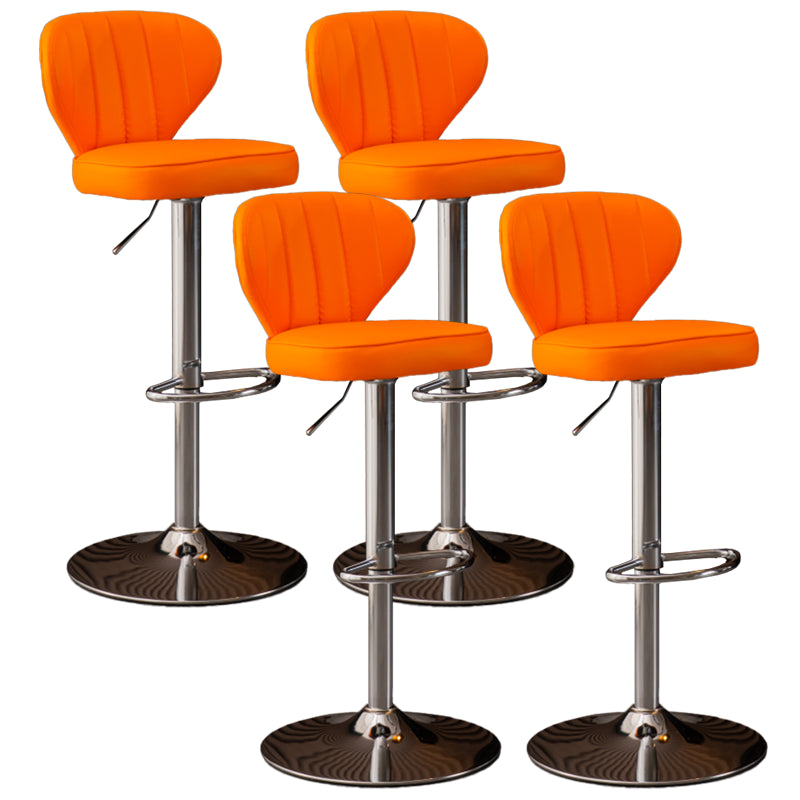 Modern Adjustable Barstool Leather Cushion Bar Stool for Living Room Orange Silver Set of 4 Clearhalo 'Bar Furniture' 'Bar Stools' 'bar_stools' 'furniture_bar_stools' 'Kitchen & Dining Furniture' 'kitchen&dining_furn' 'kitchen' 'kitchen_furn' Furniture' 4182497