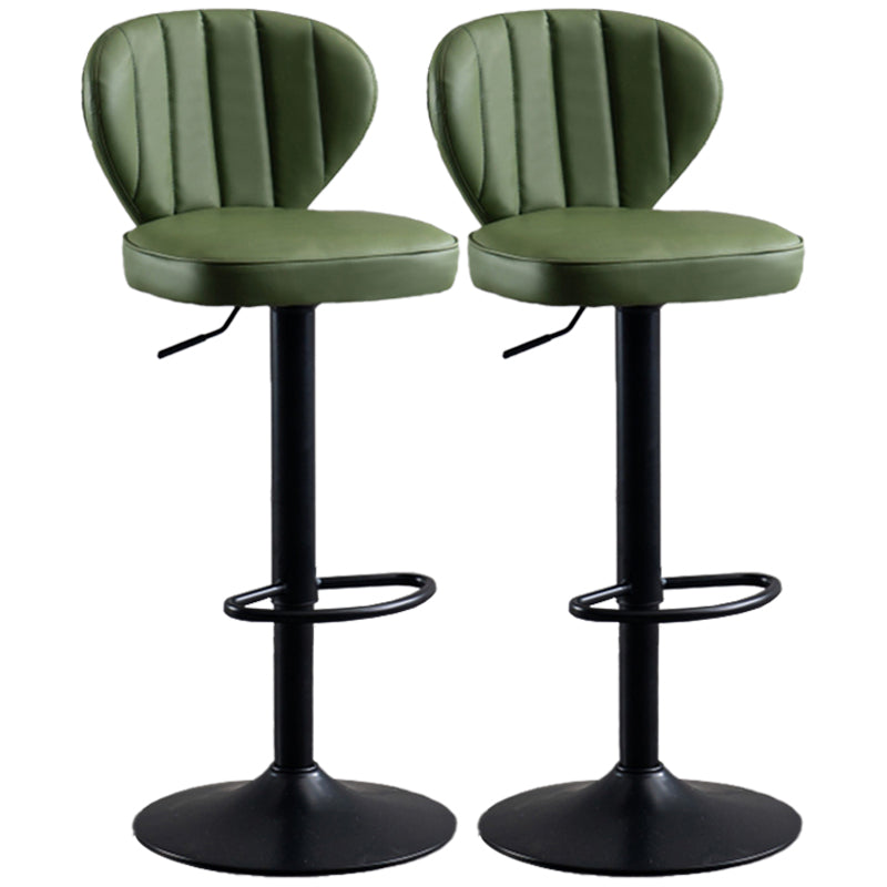Modern Adjustable Barstool Leather Cushion Bar Stool for Living Room Army Green Black Set of 2 Clearhalo 'Bar Furniture' 'Bar Stools' 'bar_stools' 'furniture_bar_stools' 'Kitchen & Dining Furniture' 'kitchen&dining_furn' 'kitchen' 'kitchen_furn' Furniture' 4182499