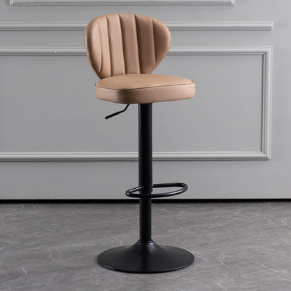 Modern Adjustable Barstool Leather Cushion Bar Stool for Living Room Khaki Black 1 Piece Clearhalo 'Bar Furniture' 'Bar Stools' 'bar_stools' 'furniture_bar_stools' 'Kitchen & Dining Furniture' 'kitchen&dining_furn' 'kitchen' 'kitchen_furn' Furniture' 4182501