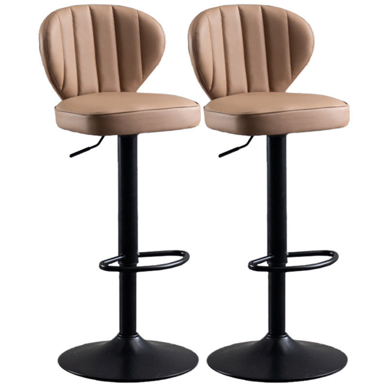 Modern Adjustable Barstool Leather Cushion Bar Stool for Living Room Khaki Black Set of 2 Clearhalo 'Bar Furniture' 'Bar Stools' 'bar_stools' 'furniture_bar_stools' 'Kitchen & Dining Furniture' 'kitchen&dining_furn' 'kitchen' 'kitchen_furn' Furniture' 4182502