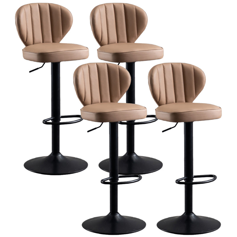 Modern Adjustable Barstool Leather Cushion Bar Stool for Living Room Khaki Black Set of 4 Clearhalo 'Bar Furniture' 'Bar Stools' 'bar_stools' 'furniture_bar_stools' 'Kitchen & Dining Furniture' 'kitchen&dining_furn' 'kitchen' 'kitchen_furn' Furniture' 4182503