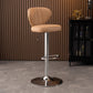 Modern Adjustable Barstool Leather Cushion Bar Stool for Living Room Khaki Silver 1 Piece Clearhalo 'Bar Furniture' 'Bar Stools' 'bar_stools' 'furniture_bar_stools' 'Kitchen & Dining Furniture' 'kitchen&dining_furn' 'kitchen' 'kitchen_furn' Furniture' 4182504