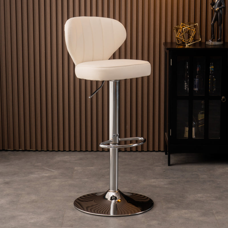 Modern Adjustable Barstool Leather Cushion Bar Stool for Living Room White Silver 1 Piece Clearhalo 'Bar Furniture' 'Bar Stools' 'bar_stools' 'furniture_bar_stools' 'Kitchen & Dining Furniture' 'kitchen&dining_furn' 'kitchen' 'kitchen_furn' Furniture' 4182510