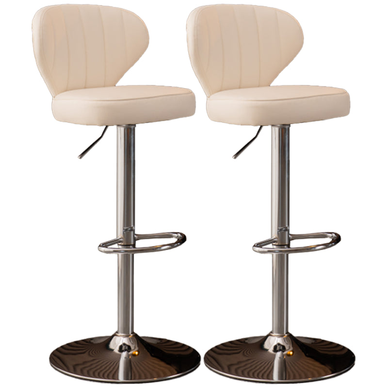 Modern Adjustable Barstool Leather Cushion Bar Stool for Living Room White Silver Set of 2 Clearhalo 'Bar Furniture' 'Bar Stools' 'bar_stools' 'furniture_bar_stools' 'Kitchen & Dining Furniture' 'kitchen&dining_furn' 'kitchen' 'kitchen_furn' Furniture' 4182511