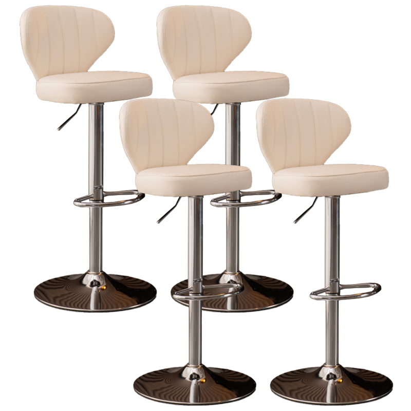 Modern Adjustable Barstool Leather Cushion Bar Stool for Living Room White Silver Set of 4 Clearhalo 'Bar Furniture' 'Bar Stools' 'bar_stools' 'furniture_bar_stools' 'Kitchen & Dining Furniture' 'kitchen&dining_furn' 'kitchen' 'kitchen_furn' Furniture' 4182512