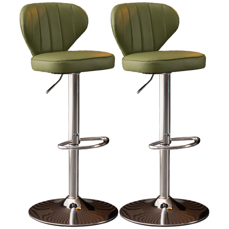 Modern Adjustable Barstool Leather Cushion Bar Stool for Living Room Army Green Silver Set of 2 Clearhalo 'Bar Furniture' 'Bar Stools' 'bar_stools' 'furniture_bar_stools' 'Kitchen & Dining Furniture' 'kitchen&dining_furn' 'kitchen' 'kitchen_furn' Furniture' 4182514