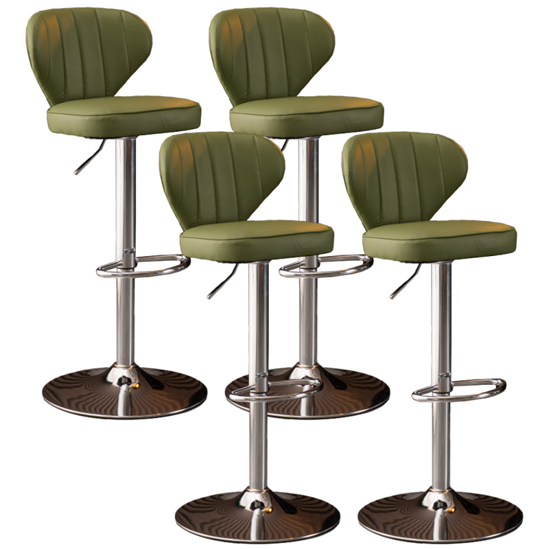 Modern Adjustable Barstool Leather Cushion Bar Stool for Living Room Army Green Silver Set of 4 Clearhalo 'Bar Furniture' 'Bar Stools' 'bar_stools' 'furniture_bar_stools' 'Kitchen & Dining Furniture' 'kitchen&dining_furn' 'kitchen' 'kitchen_furn' Furniture' 4182515