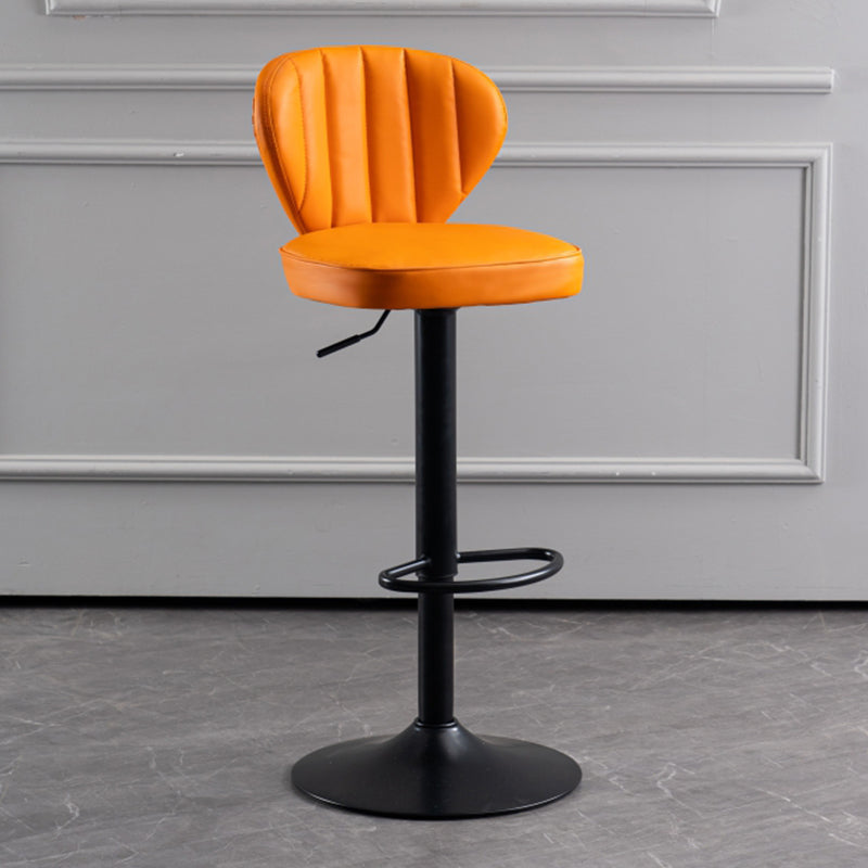 Modern Adjustable Barstool Leather Cushion Bar Stool for Living Room Orange Black 1 Piece Clearhalo 'Bar Furniture' 'Bar Stools' 'bar_stools' 'furniture_bar_stools' 'Kitchen & Dining Furniture' 'kitchen&dining_furn' 'kitchen' 'kitchen_furn' Furniture' 4182516