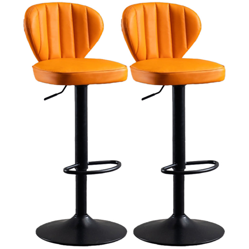 Modern Adjustable Barstool Leather Cushion Bar Stool for Living Room Orange Black Set of 2 Clearhalo 'Bar Furniture' 'Bar Stools' 'bar_stools' 'furniture_bar_stools' 'Kitchen & Dining Furniture' 'kitchen&dining_furn' 'kitchen' 'kitchen_furn' Furniture' 4182517