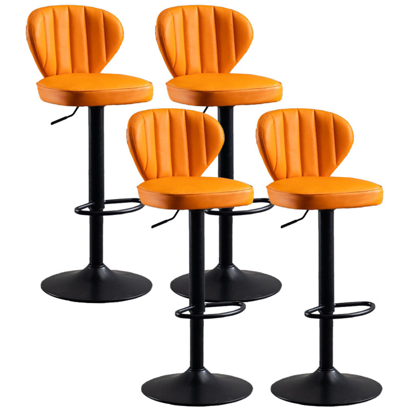 Modern Adjustable Barstool Leather Cushion Bar Stool for Living Room Orange Black Set of 4 Clearhalo 'Bar Furniture' 'Bar Stools' 'bar_stools' 'furniture_bar_stools' 'Kitchen & Dining Furniture' 'kitchen&dining_furn' 'kitchen' 'kitchen_furn' Furniture' 4182518