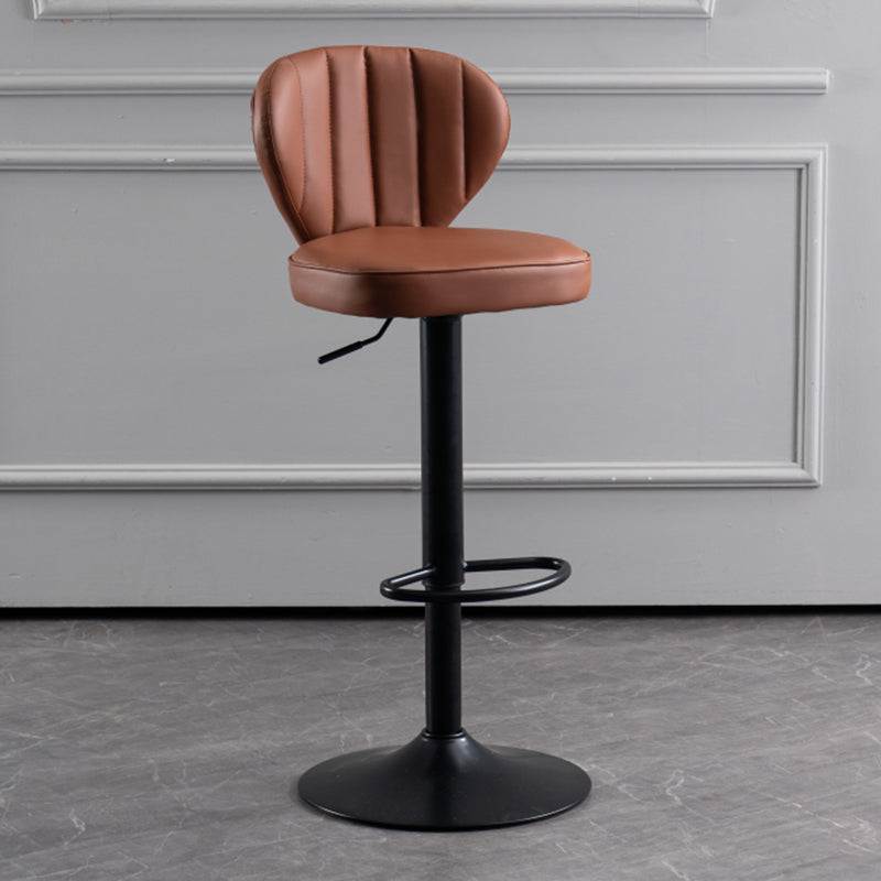 Modern Adjustable Barstool Leather Cushion Bar Stool for Living Room Brown Black 1 Piece Clearhalo 'Bar Furniture' 'Bar Stools' 'bar_stools' 'furniture_bar_stools' 'Kitchen & Dining Furniture' 'kitchen&dining_furn' 'kitchen' 'kitchen_furn' Furniture' 4182519