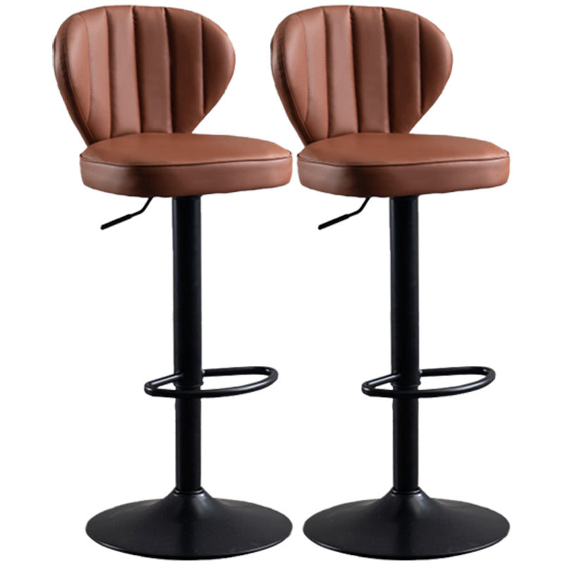 Modern Adjustable Barstool Leather Cushion Bar Stool for Living Room Brown Black Set of 2 Clearhalo 'Bar Furniture' 'Bar Stools' 'bar_stools' 'furniture_bar_stools' 'Kitchen & Dining Furniture' 'kitchen&dining_furn' 'kitchen' 'kitchen_furn' Furniture' 4182520