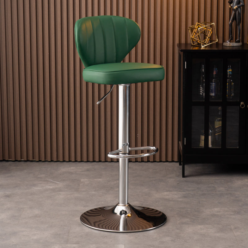 Modern Adjustable Barstool Leather Cushion Bar Stool for Living Room Blackish Green Silver 1 Piece Clearhalo 'Bar Furniture' 'Bar Stools' 'bar_stools' 'furniture_bar_stools' 'Kitchen & Dining Furniture' 'kitchen&dining_furn' 'kitchen' 'kitchen_furn' Furniture' 4182522